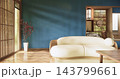 Autumn, Japanese style circular window and Japanese room with wooden flooring .3D rendering 143799661