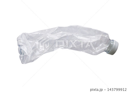 Crushed plastic bottle isolated on white background Crushed plastic bottle isolated on white background 143799912