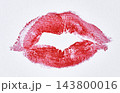 Imprint of female lips with red lipstick, detailed skin microrelief 143800016