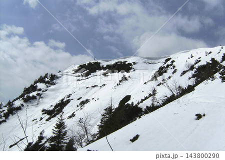 Summit cross Herzogstand mountain in Bavaria, Germany 143800290