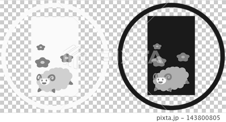 円で囲んだ和風ポチ袋のアイコンイラストセット / お正月の円形フレーム素材 円で囲んだ和風ポチ袋のアイコンイラストセット / お正月の円形フレーム素材 143800805