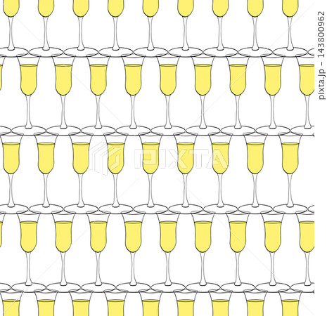 champagne vintage glass birthday seamless pattern colored hand drawn illustration. Vector graphic line ink art. For poster, invitation, backdrop, ad, sale promotion, print for t-shirt champagne vintage glass birthday seamless pattern colored hand drawn illustration. Vector graphic line ink art. For poster, invitation, backdrop, ad, sale promotion, print for t-shirt 143800962