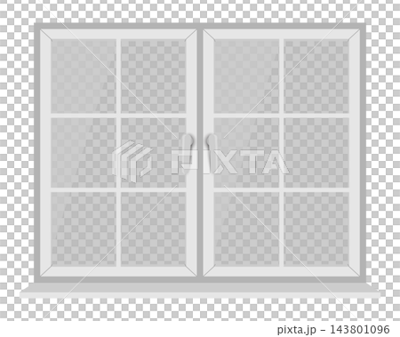 Gray double casement window with six panes, isolated illustration Gray double casement window with six panes, isolated illustration 143801096