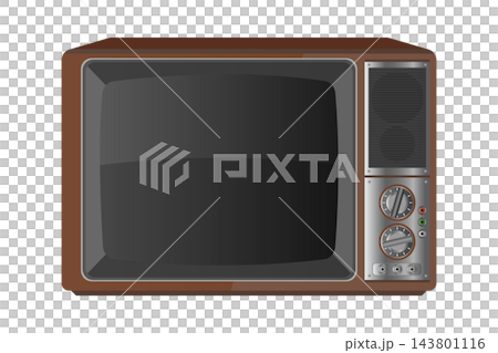 Vintage television with brown wooden cabinet, isolated illustration Vintage television with brown wooden cabinet, isolated illustration 143801116