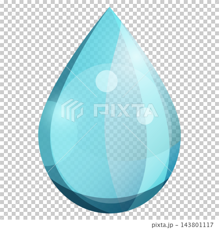 Teardrop shaped water drop in turquoise blue, isolated illustration Teardrop shaped water drop in turquoise blue, isolated illustration 143801117