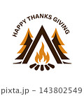 Happy thanksgiving typography design with campfire illustration 143802549