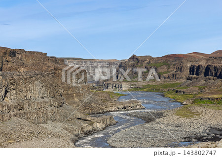 Jokulsa a Fjollum River Winding Through a Rugged Basalt Gorge in North Iceland Jokulsa a Fjollum River Winding Through a Rugged Basalt Gorge in North Iceland 143802747