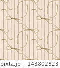 Seamless vertical pattern with ropes and a tied bow knot in beige tones. Watercolor illustration on a beige background for nautical and crafting themes, gift wrapping paper, textile prints, wallpapers 143802823