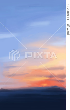 Peach and Coral Sunset over Distant Mountains Peach and Coral Sunset over Distant Mountains 143803459
