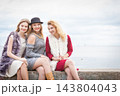 Three fashionable woman against sky 143804043