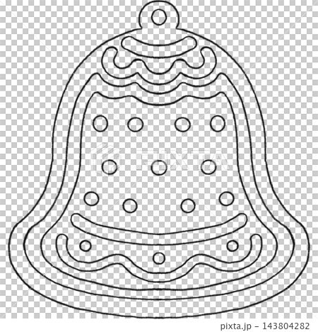 Gingerbread Bell Ornament Line Art 143804282