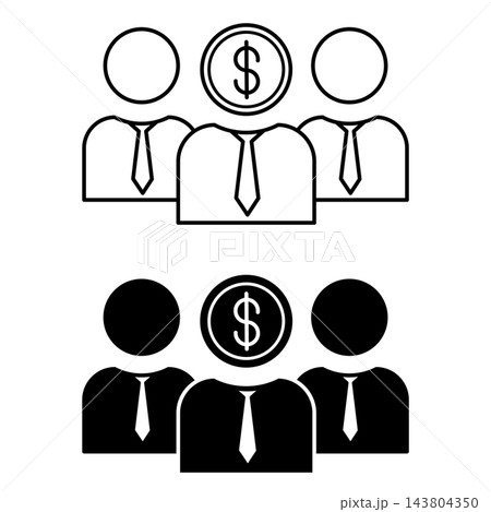 Investor Icons. Black and White Vector Illustration. Person or Organization Investing Capital for Profit. Stock Market Concept 143804350