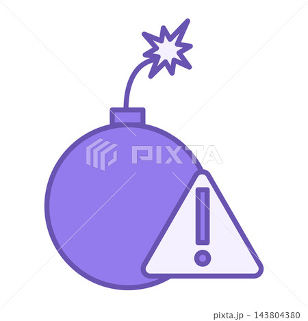 Colored Risk Icon. Vector Illustration. Bomb with Burning Fuse and Danger Sign. Risk in Business. Stock Market Concept Colored Risk Icon. Vector Illustration. Bomb with Burning Fuse and Danger Sign. Risk in Business. Stock Market Concept 143804380