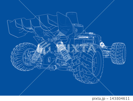 blueprint of off-road vehicle chassis. Vector 143804611