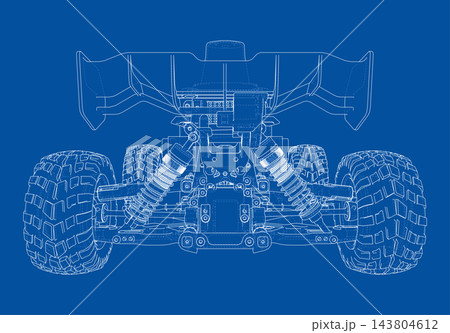 blueprint of off-road vehicle chassis. Vector blueprint of off-road vehicle chassis. Vector 143804612