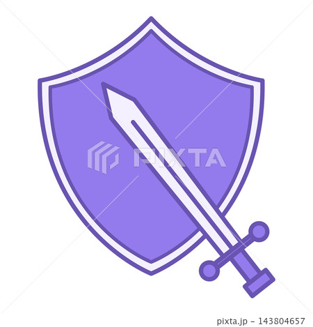 Colored Icon Defense. Vector Illustration. Shield and Sword. Society Sector Concept Colored Icon Defense. Vector Illustration. Shield and Sword. Society Sector Concept 143804657