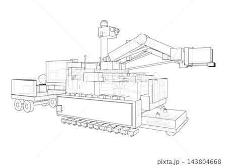 Industrial robotic machine wireframe. Vector Industrial robotic machine wireframe. Vector 143804668