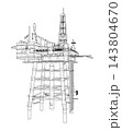oil drilling rig wireframe illustration. Vector 143804670