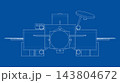Space Station Blueprint Line Drawing. Vector 143804672