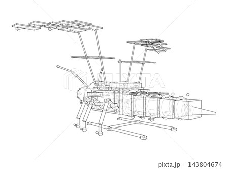 Satellite Spacecraft Line Drawing. Vector 143804674