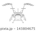 Mechanical drone technical line drawing. Vector 143804675
