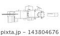 Space station technical line illustration. Vector 143804676