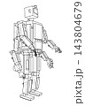 Four armed robot technical line drawing. Vector 143804679