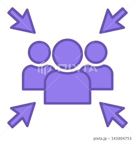 Meeting Point Color Icon. Vector Icon. Directional Arrows. Gathering of People in a Specific Location Meeting Point Color Icon. Vector Icon. Directional Arrows. Gathering of People in a Specific Location 143804753