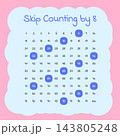 Skip Counting by Eight Educational Number Chart 143805248