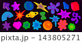 Y2k neon stickers with stars and pixelated shapes 143805271