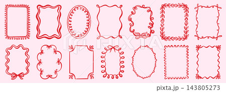 Hand-drawn wavy frames and whimsical borders 143805273