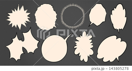 Pop art speech bubbles set on halftone background Pop art speech bubbles set on halftone background 143805278
