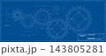 Technical blueprint background with gear mechanism 143805281