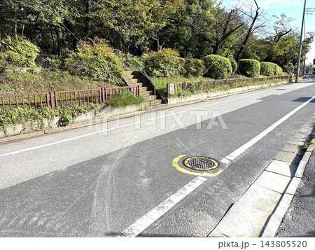 地域のインフラ設備と自然の緑が調和する道路景観 地域のインフラ設備と自然の緑が調和する道路景観 143805520