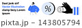 Financial planning, decision-making, interest rate, money management, savings, and economics. Person thinking, percentage sign and hand holding a coin. Financial planning and decision-making concept 143805794