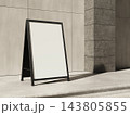 Blank an A frame sidewalk sign at the foot of stone steps 3D render 143805855