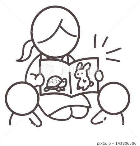 子どもたちに絵本を読み聞かせる保育士 子どもたちに絵本を読み聞かせる保育士 143806386