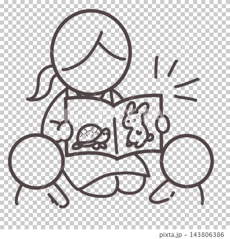 子どもたちに絵本を読み聞かせる保育士 子どもたちに絵本を読み聞かせる保育士 143806386