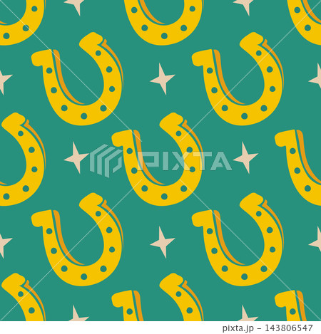 Vector seamless pattern of horseshoe and stars. Lucky seamless pattern of horseshoe. Vector seamless pattern of horseshoe and stars. Lucky seamless pattern of horseshoe. 143806547
