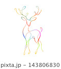 A single-line multicolored deer. hand drawing. Not AI. Vector illustration 143806830