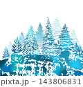 Blue spruces in the forest. Christmas trees. Not AI. Vector illustration 143806831