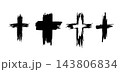 Set of religious crosses painted with a brush. Hand-drawn. Not AI. Vector illustration. 143806834