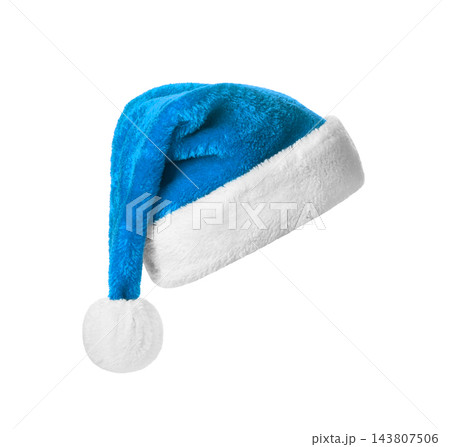 Santa Claus blue hat isolated on white background Santa Claus blue hat isolated on white background 143807506