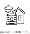 家と接続された雨水タンク モノクロアイコン 143808150
