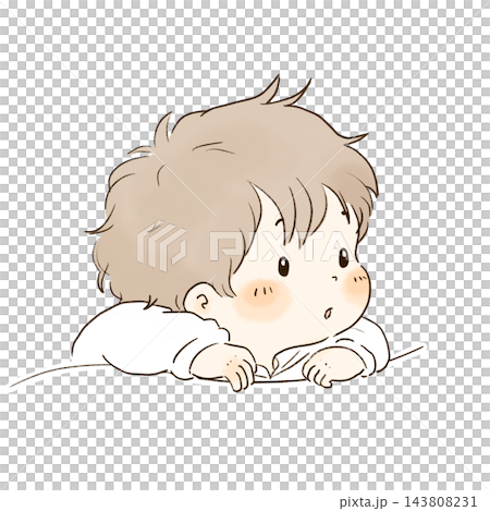 A hand-drawn illustration of a toddler staring intently to the side with a curious expression. A hand-drawn illustration of a toddler staring intently to the side with a curious expression. 143808231