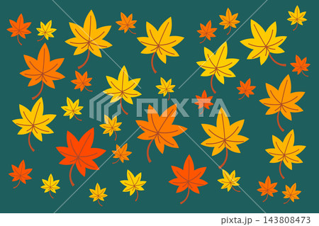 深い青緑色の地に大小の紅葉をちりばめた背景素材(横長) 深い青緑色の地に大小の紅葉をちりばめた背景素材(横長) 143808473