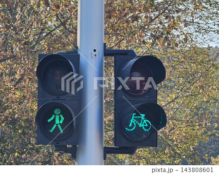 Green Pedestrian and Bicycle Traffic Signals at City Crossing Green Pedestrian and Bicycle Traffic Signals at City Crossing 143808601