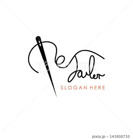 Tailor design concept a needle and thread in an abstract style illustration symbol template. Tailor design concept a needle and thread in an abstract style illustration symbol template. 143808710
