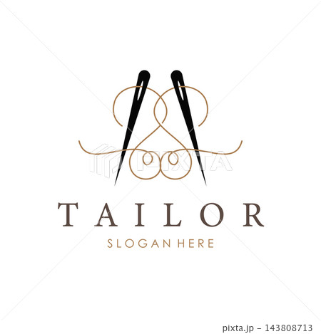 Tailor design concept  a needle and thread in an abstract style illustration symbol template. 143808713