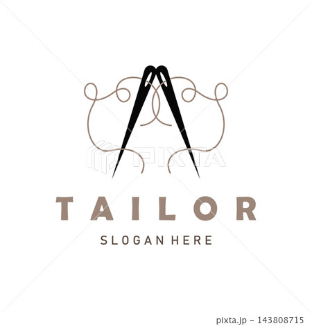 Tailor design concept  a needle and thread in an abstract style illustration symbol template. 143808715